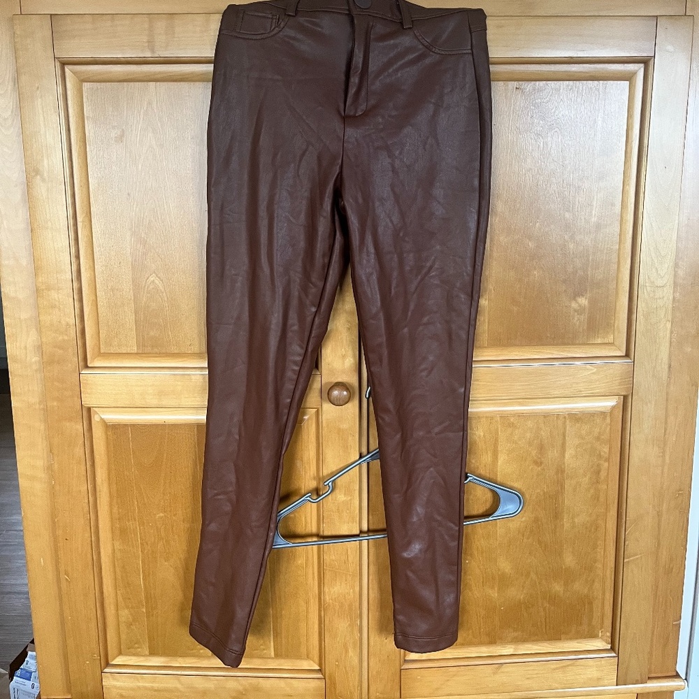 Brown leather pants